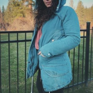 Insulated long jean jacket